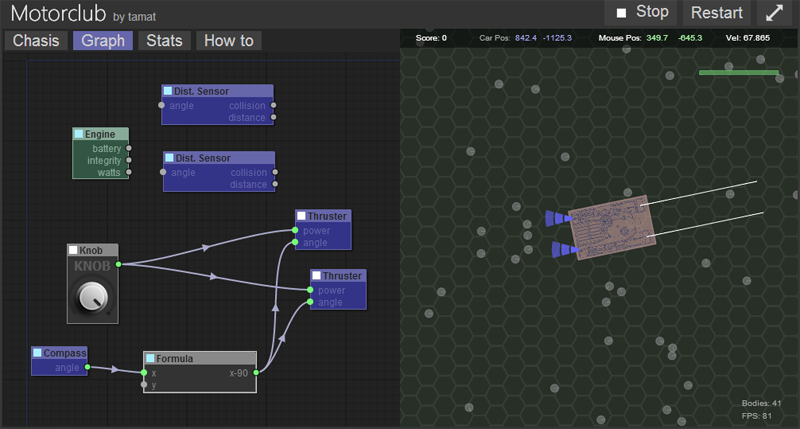 Motorclub, using graphs and physics